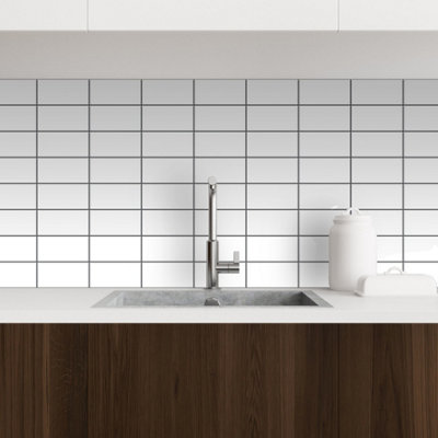 Walplus Insta Kitchen Brilliant White Peel and Stick Wall Tiles Stickers - 48Pcs Adhesive Stick on Tiles for Kitchen 30x15cm