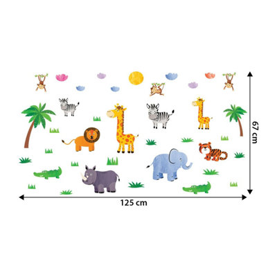 Walplus Jungle Animals, Children Wall Stickers, Diy Art, Nursery Decorations Kids Sticker PVC Green