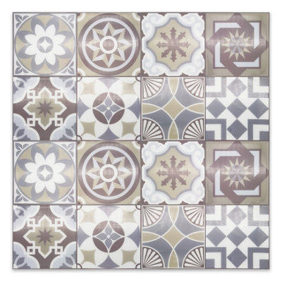 Walplus Limestone Spanish 3D Peel and Stick Wall Tiles Sticker Adhesive Stick on Tiles for Backsplash 32Pcs 15.4x15.4cm