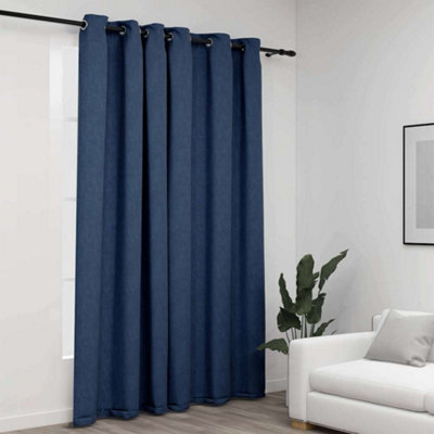 WALPLUS Linen Look Blackout Curtains 100% Polyester Eyelet Heading