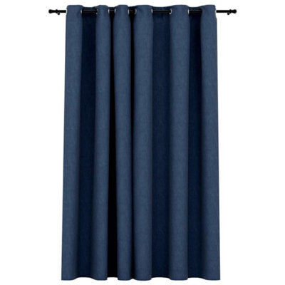 WALPLUS Linen Look Blackout Curtains 100% Polyester Eyelet Heading