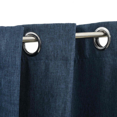 WALPLUS Linen Look Blackout Curtains 100% Polyester Eyelet Heading