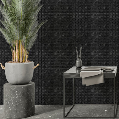 Walplus Lux Touch Dark Marble Peel and Stick Wall Tiles - 72Pcs Self Adhesive Stick on Tiles for Bathroom & Kitchen Splashback