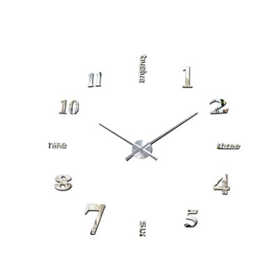 Walplus Luxury - Silver Acrylic Arabic and English Numbers Wall Clock