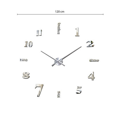Walplus Luxury - Silver Acrylic Arabic and English Numbers Wall Clock - 3