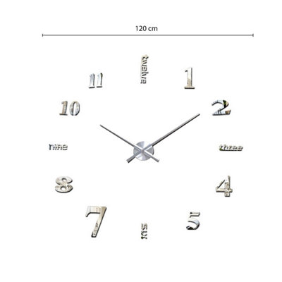 Walplus Luxury - Silver Acrylic Arabic and English Numbers Wall Clock
