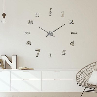 Walplus Luxury - Silver Acrylic Arabic and English Numbers Wall Clock - 4