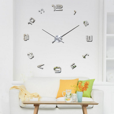 Walplus Luxury - Silver Acrylic Arabic Numbers Wall Clock