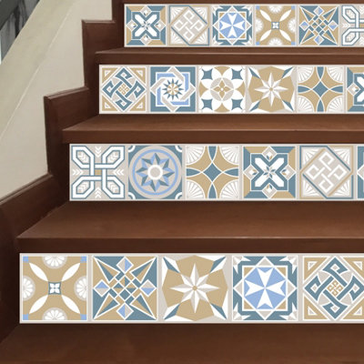 Walplus Lyon Encaustic Peel and Stick Wall Tiles Sticker - 24Pcs Self Adhesive Stick on Tiles for Kitchen 15x15cm