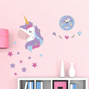Walplus Magical Unicorn Clock Kids Sticker PVC Multicoloured