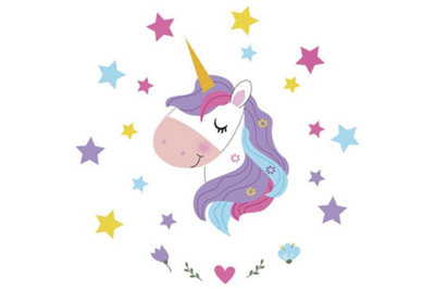 Walplus Magical Unicorn Kids Sticker PVC Purple
