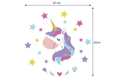 Walplus Magical Unicorn Kids Sticker PVC Purple