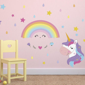 Walplus Magical Unicorn Rainbow Kids Sticker PVC Multicoloured