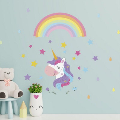 Walplus Magical Unicorn Rainbow Kids Sticker PVC Multicoloured - 3