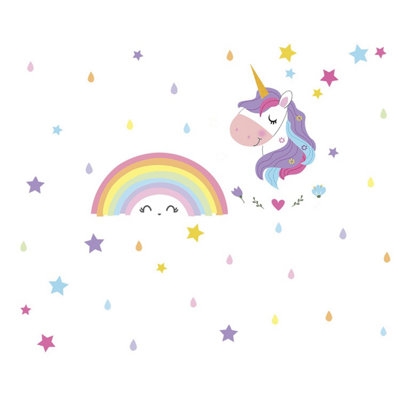 Walplus Magical Unicorn Rainbow Kids Sticker PVC Multicoloured - 4