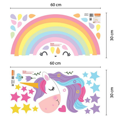 Walplus Magical Unicorn Rainbow Kids Sticker PVC Multicoloured - 6