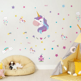 Walplus Magical Unicorns World Kids Sticker PVC Multicoloured
