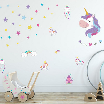 Walplus Magical Unicorns World Kids Sticker PVC Multicoloured - 3