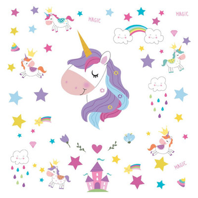 Walplus Magical Unicorns World Kids Sticker PVC Multicoloured - 4