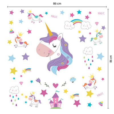Walplus Magical Unicorns World Kids Sticker PVC Multicoloured - 5