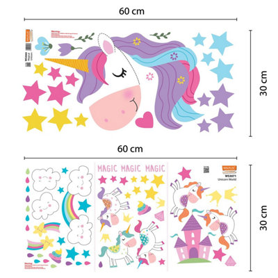 Walplus Magical Unicorns World Kids Sticker PVC Multicoloured - 6