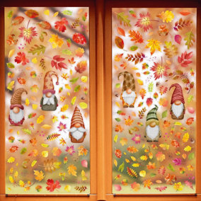 Walplus Maple Leaves Fall Gnomes Window Clings PVC