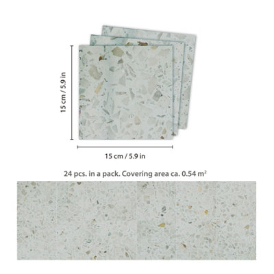 Walplus Marble Terrazzo Metallic Silver Peel and Stick Wall 3D Tiles ...