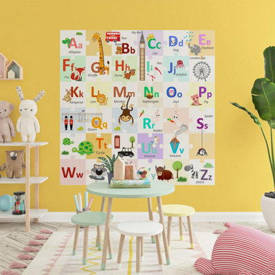 Walplus Marvelous London Alphabets Learning Puzzle Sticker Wall Sticker Mural