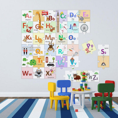 Walplus Marvelous London Alphabets Learning Puzzle Sticker Wall Sticker Mural
