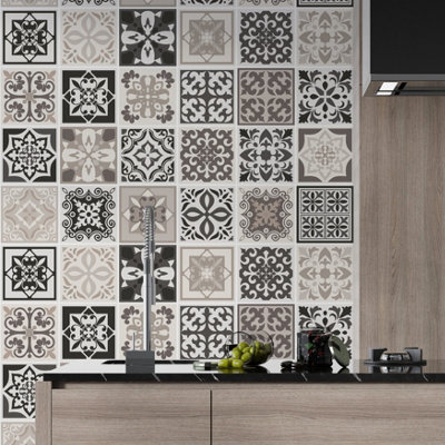 Walplus Mediterrranean Tile Stickers Peel and Stick Wall 3D Tiles ...