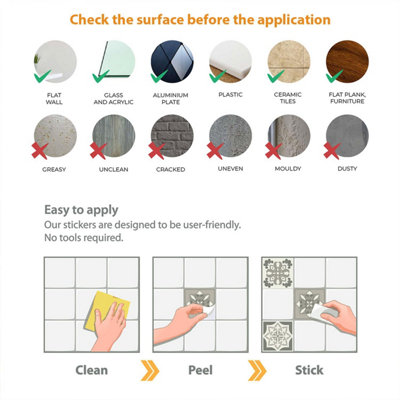 Walplus Mediterrranean Tile Stickers Peel and Stick Wall 3D Tiles ...