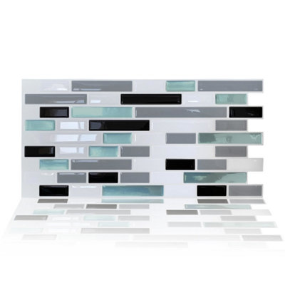 Walplus Metallic Turquoise Mosaic 3D Tile Stickers Multipack 24Pcs