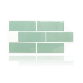 WALPLUS Mint Green 3D Tile Stickers Multipack 18pcs