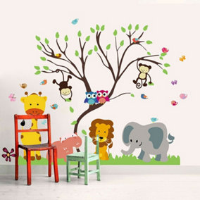 Walplus Monkey Animal Forest Tree Kids Sticker PVC Multicoloured