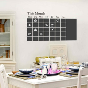 Walplus Monthly Planner Chalkboard Wall Stickers Family Decoration Decal Art Calendar