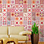 Walplus Moroccan Rose Red Mosaic Tile Stickers PVC