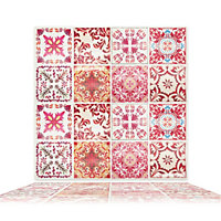 Walplus Moroccan Rose Red Mosaic3D Tile Stickers Multipack 80Pcs