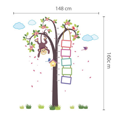 Walplus Nursery Children Wall Stickers Decoration Murals Monkey Height Measure Vinyl Kids Sticker PVC Multicoloured - 3