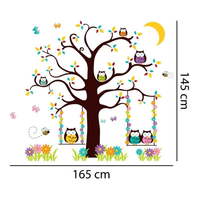 Walplus Nursery Owl Tree 2 Wall Sticker Art Decoration Self-Adhesive Art Decal Diy Kids Sticker PVC Multicoloured - 3