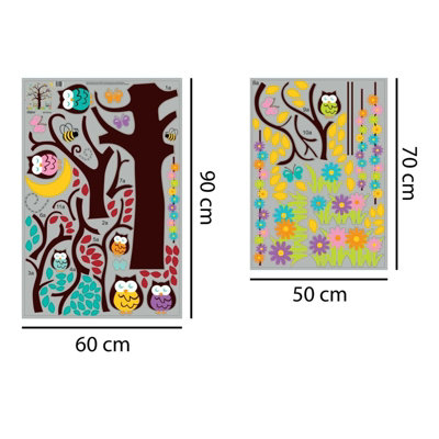 Walplus Nursery Owl Tree 2 Wall Sticker Art Decoration Self-Adhesive Art Decal Diy Kids Sticker PVC Multicoloured - 4