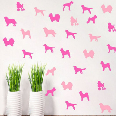 Walplus Nursery Room Children Wall Stickers Art Murals Decals - Pink Puppies Kids Sticker PVC