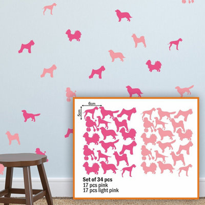 Walplus Nursery Room Children Wall Stickers Art Murals Decals - Pink Puppies Kids Sticker PVC
