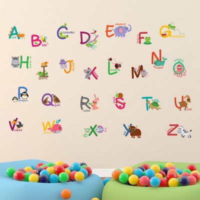 Walplus Nursery Room Wall Stickers Art Murals Decals - Fauna Animal Alphabet Kids Sticker PVC Multi - 4
