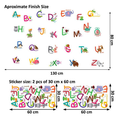 Walplus Nursery Room Wall Stickers Art Murals Decals - Fauna Animal Alphabet Kids Sticker PVC Multi - 5
