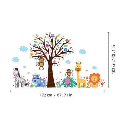Walplus Nursery Room Wall Stickers Art Murals Decals - Happy London Zoo Kids Sticker PVC Multi - 4