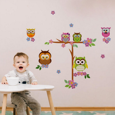 Walplus Owl Flower Tree Kids Sticker PVC Multicoloured - 4