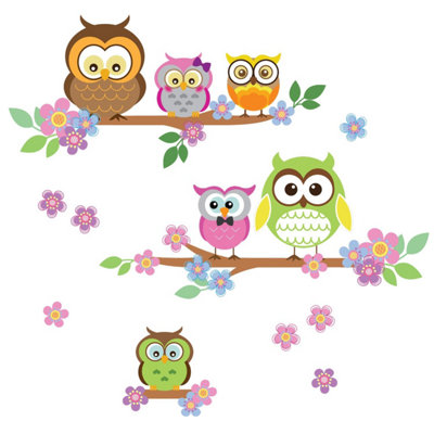 Walplus Owl Flower Tree Kids Sticker PVC Multicoloured - 5
