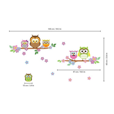 Walplus Owl Flower Tree Kids Sticker PVC Multicoloured - 6