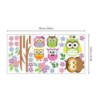Walplus Owl Flower Tree Kids Sticker PVC Multicoloured - 7