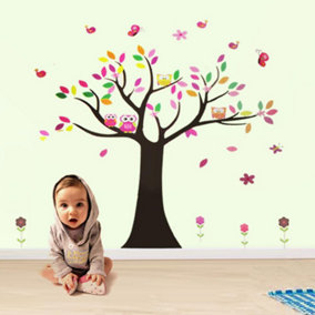 Walplus Owl Tree Children Decals Bedroom Decoration Kids Sticker PVC Multicoloured